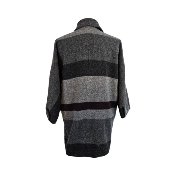 Worth Grey Striped Wool Coat - Picture 3 of 8